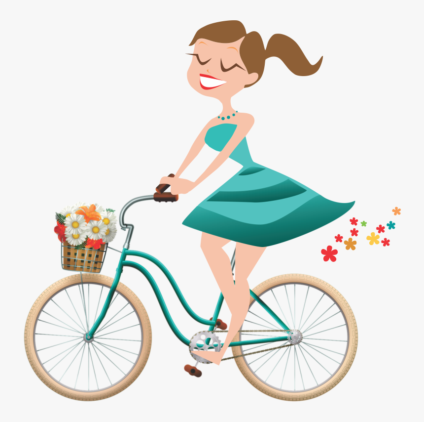 Bicycle With Flower Basket Png, Transparent Png, Free Download