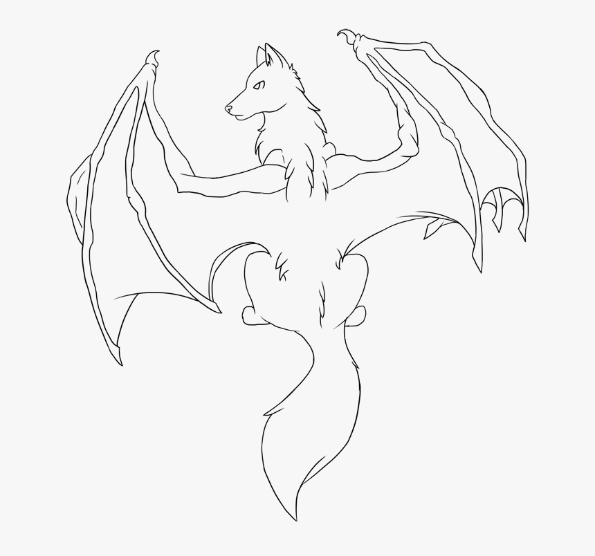 Demon Wings Drawing At Getdrawings - Wolf With Dragon Wings Base, HD Png Download, Free Download