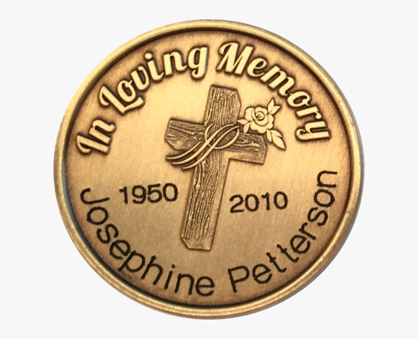 In Loving Memory Engraved Cross Rose Memorial Bronze - Coin, HD Png Download, Free Download