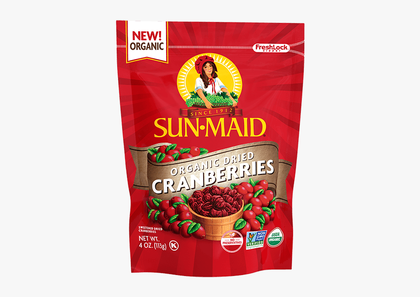 Sun-maid Organic Dried Cranberries 4 Oz - Callaloo, HD Png Download, Free Download