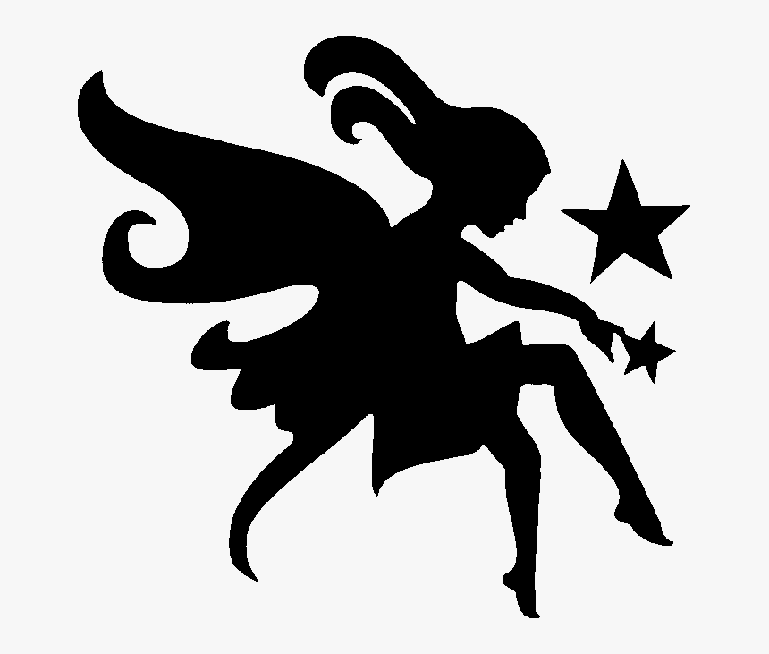 Cool Silhouette Fairy With Stars Tattoo Stencil - Fairy Stencil, HD Png Download, Free Download