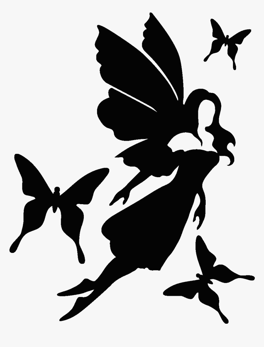 Transparent Fairy Silhouette Png - Fee Avec Papillon, Png Download, Free Download