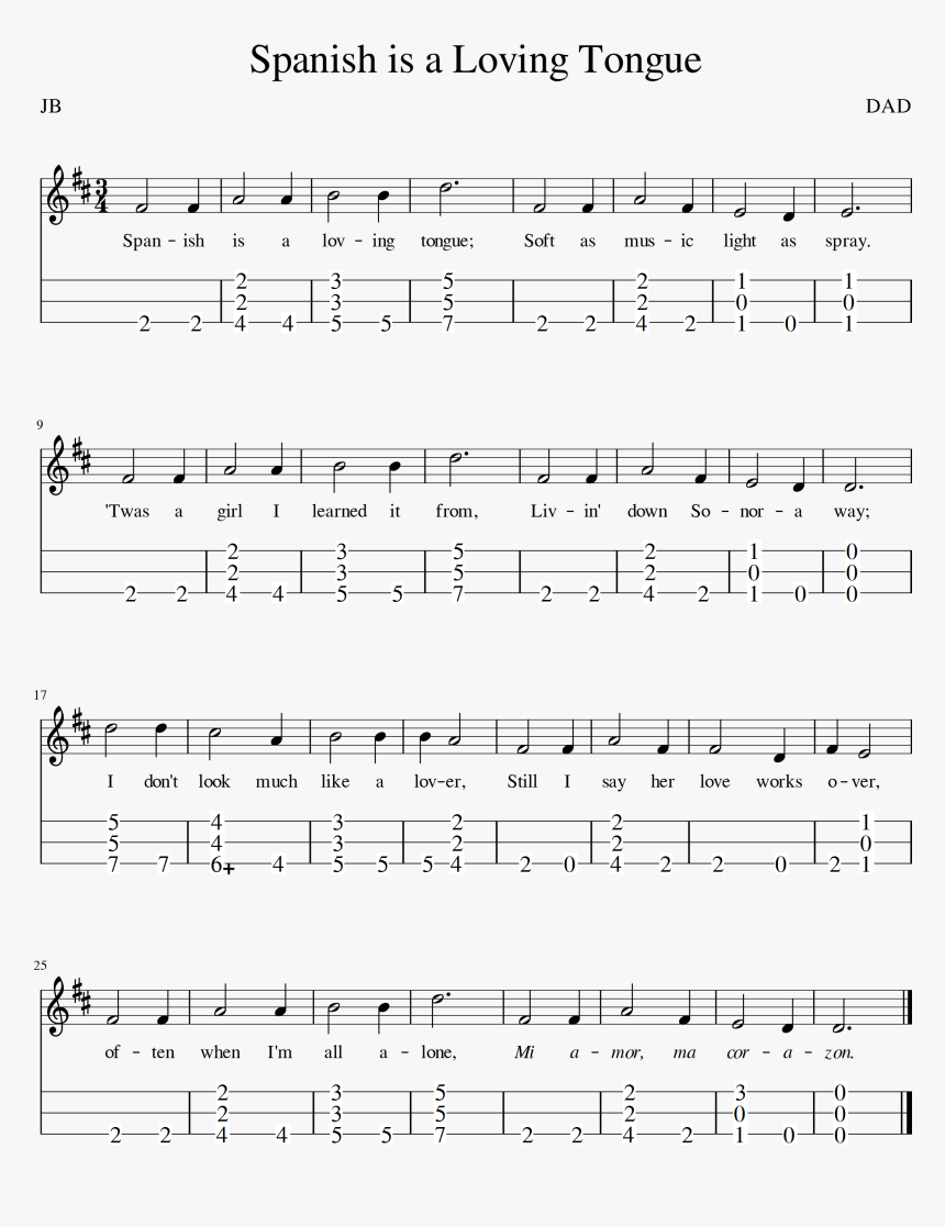 How To Dulcimer Tab In Musescore The Invisible Woman - Sheet Music, HD Png Download, Free Download