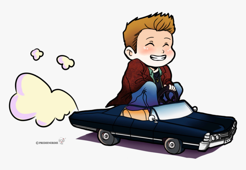 Dean Winchester Chibi Riding Impala By Predienerdie-d5qket9 - Dean Winchester Chibi Png, Transparent Png, Free Download