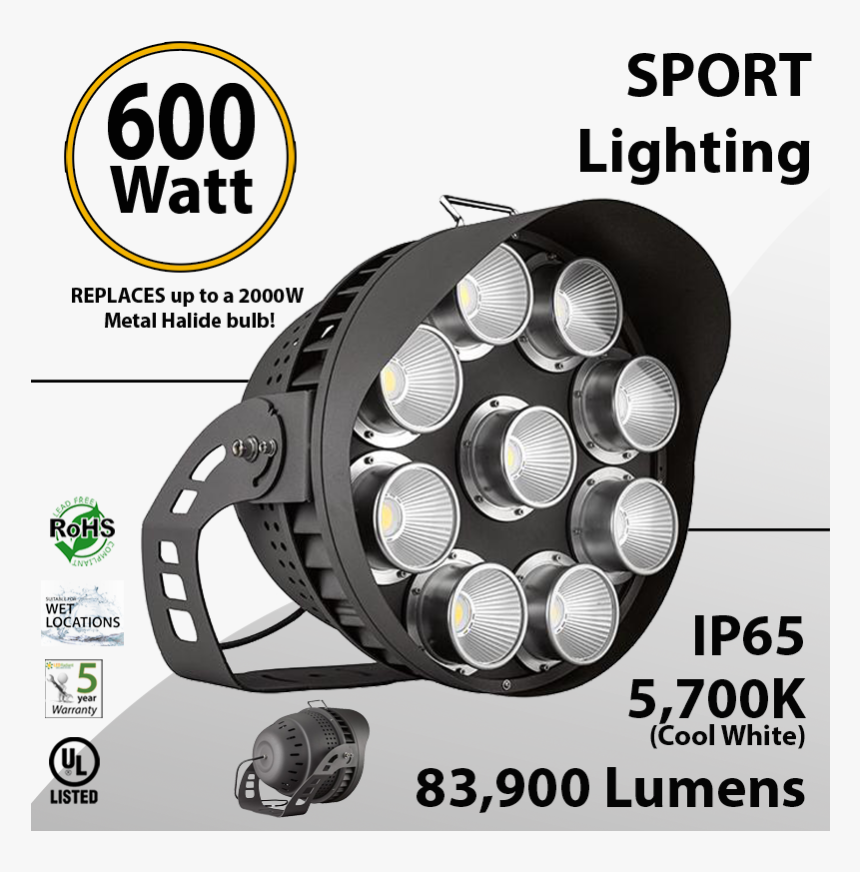 Led Stadium Lights And Arena Light 600w 83900 Lm Equal - 500w Led Narrow Beam Spotlights, HD Png Download, Free Download