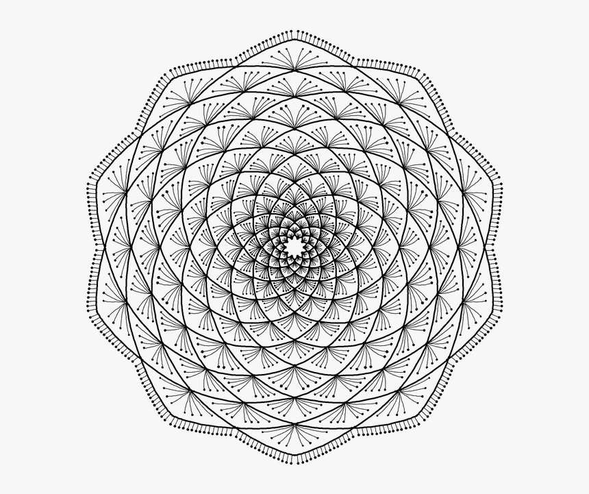 Mandala, Pattern, White, Black, Lines, Geometric - Circle, HD Png Download, Free Download