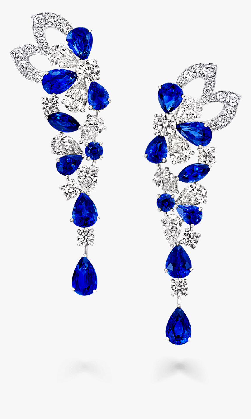 A Pair Of Graff Peony Petal Motif Sapphire And Diamond - Graff Sapphire And Diamond Earrings, HD Png Download, Free Download