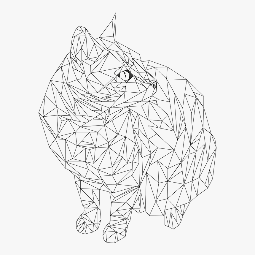 Collection Of Free Cat Drawing Geometric Download On - Geometric Line Art Animals, HD Png Download, Free Download