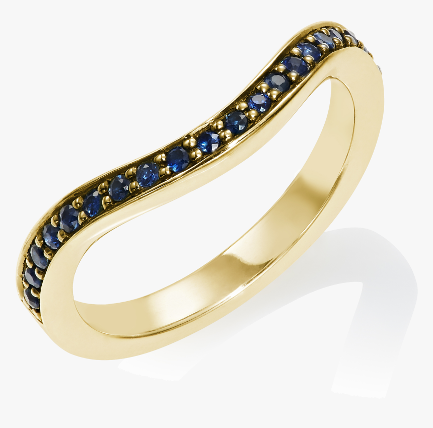 Blue Sapphire Keeper Eternity Ring, 18ct Yellow Gold - Wedding Ring Yellow Gold Black Diamonds, HD Png Download, Free Download