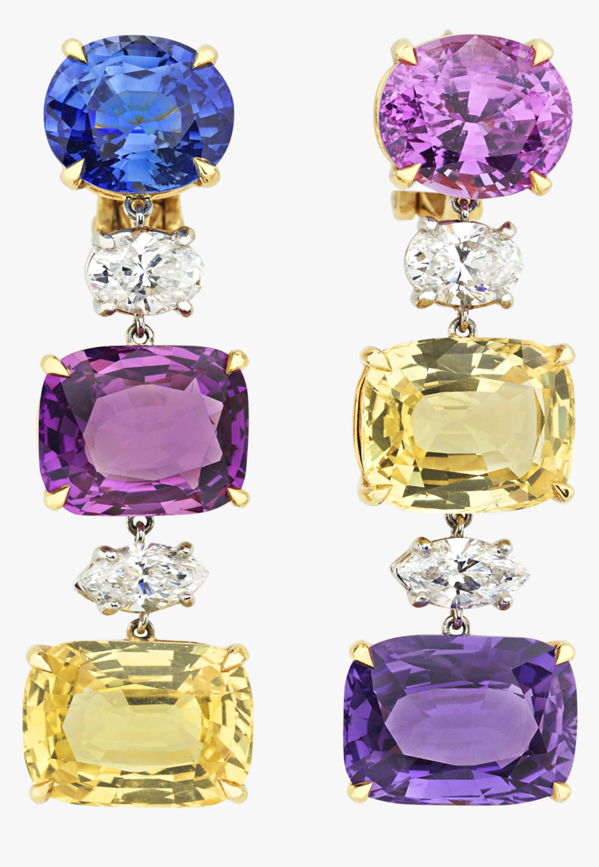 Multi-color Sapphire Earrings, - Sapphire Earrings, HD Png Download, Free Download