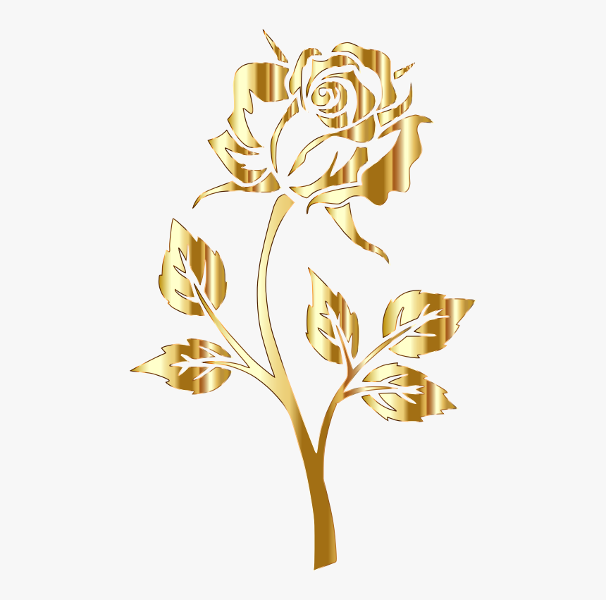 Gold Rose Silhouette No Background - Gold Rose No Background, HD Png Download, Free Download