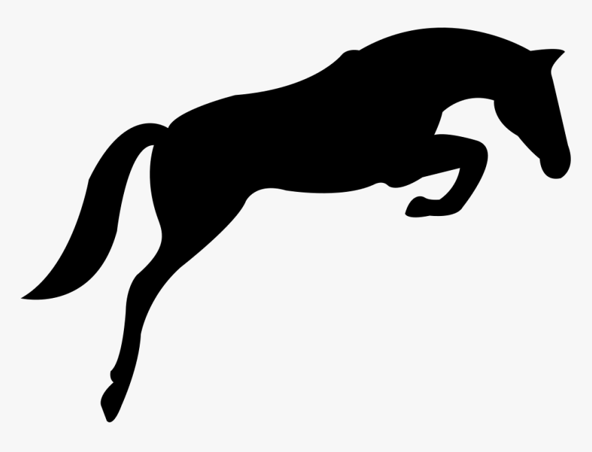 Black Jumping Horse With Face Looking To The Ground - Dessin De Cheval Qui Saute, HD Png Download, Free Download