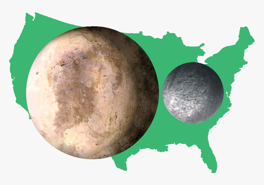 United States With Pluto & Charon - Pluto Compared To Us, HD Png Download, Free Download