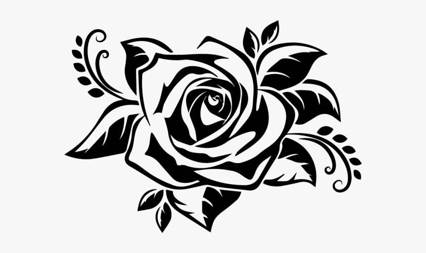 Stencil Drawing Silhouette Rose - Stencil Rose, HD Png Download, Free Download