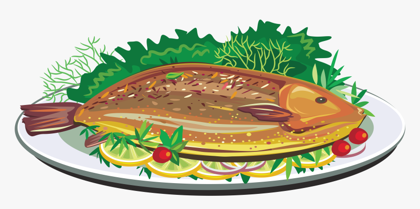 Fried Fish Dish Clip Art - Fish Dish Clipart, HD Png Download - kindpng