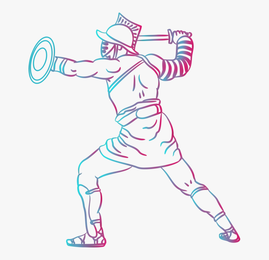 Ancient Rome Coloring Book - Black And White Gladiator Clipart, HD Png Download, Free Download