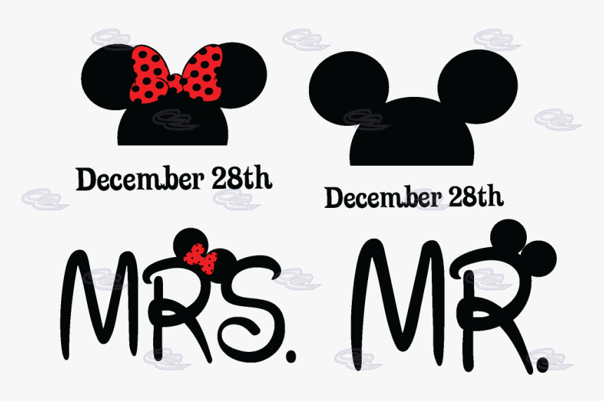 Mr Mrs Mickey Minnie Mouse Heads With Custom Wedding - Mickey Mouse Y Minnie Mrs, HD Png Download, Free Download