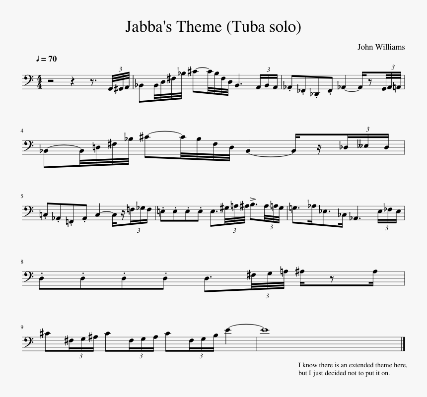 Hacer un nombre Dejar abajo Orientar Jabba S Theme Tuba Solo Sheet Music For Tuba Download - Meme Tuba Sheet  Music, HD Png Download - kindpng