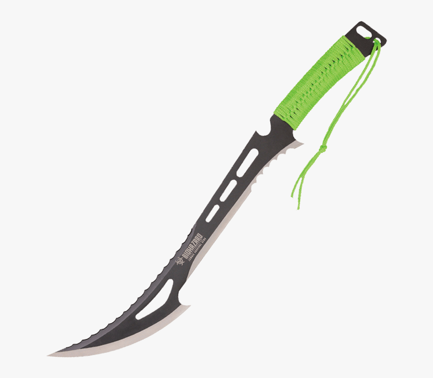 Green Paracord Biohazard Machete - Machete Zombie, HD Png Download, Free Download