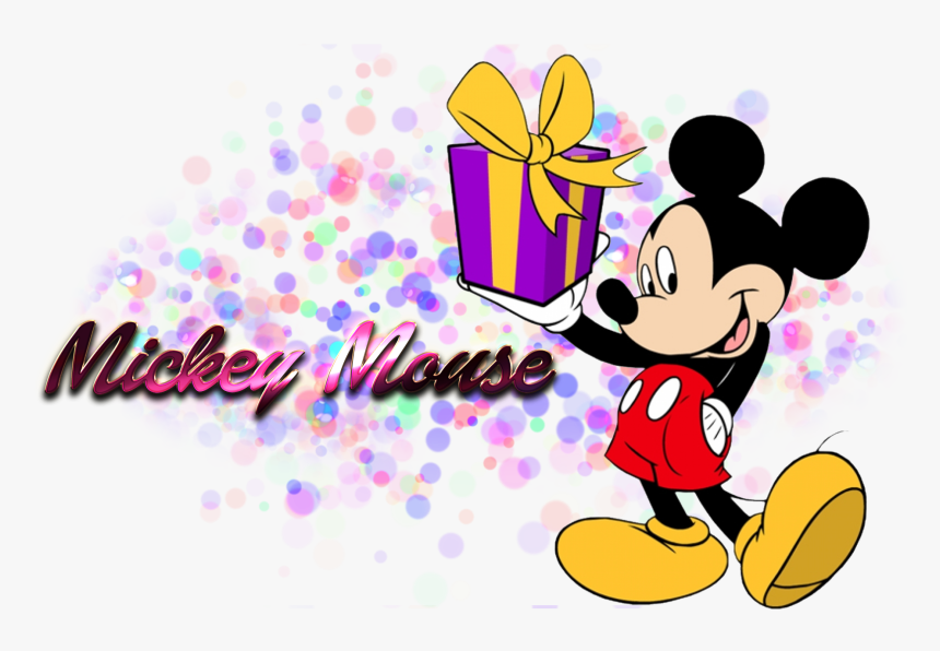 Transparent Mickey Mouse Symbol Png - Mickey Mouse With Gift, Png Download, Free Download