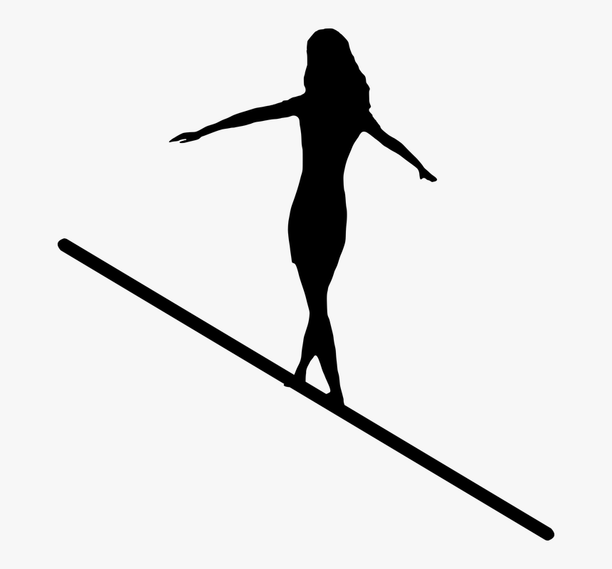 Silhouette, Woman, Balancing, Walking, Risk, Target - Female Tightrope Walker Silhouette, HD Png Download, Free Download