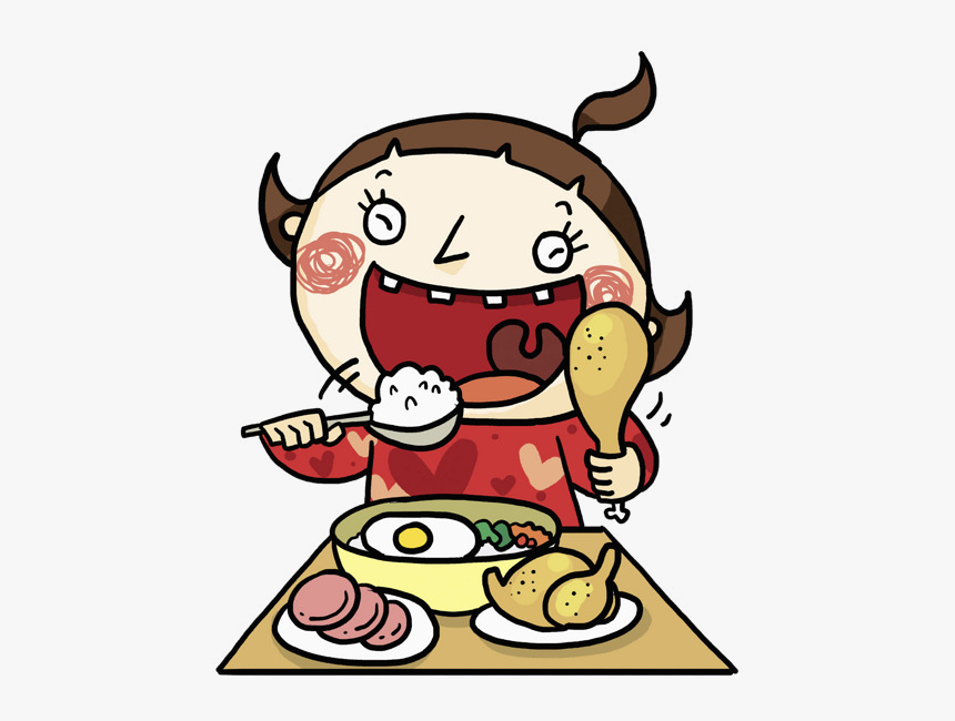 Eating Girl Cartoon Hand Transparent Image And Clipart - Cartoon Eating Png, Png Download, Free Download