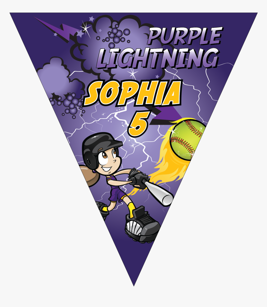 Purple Lightning Triangle Individual Team Pennant - Cartoon, HD Png Download, Free Download