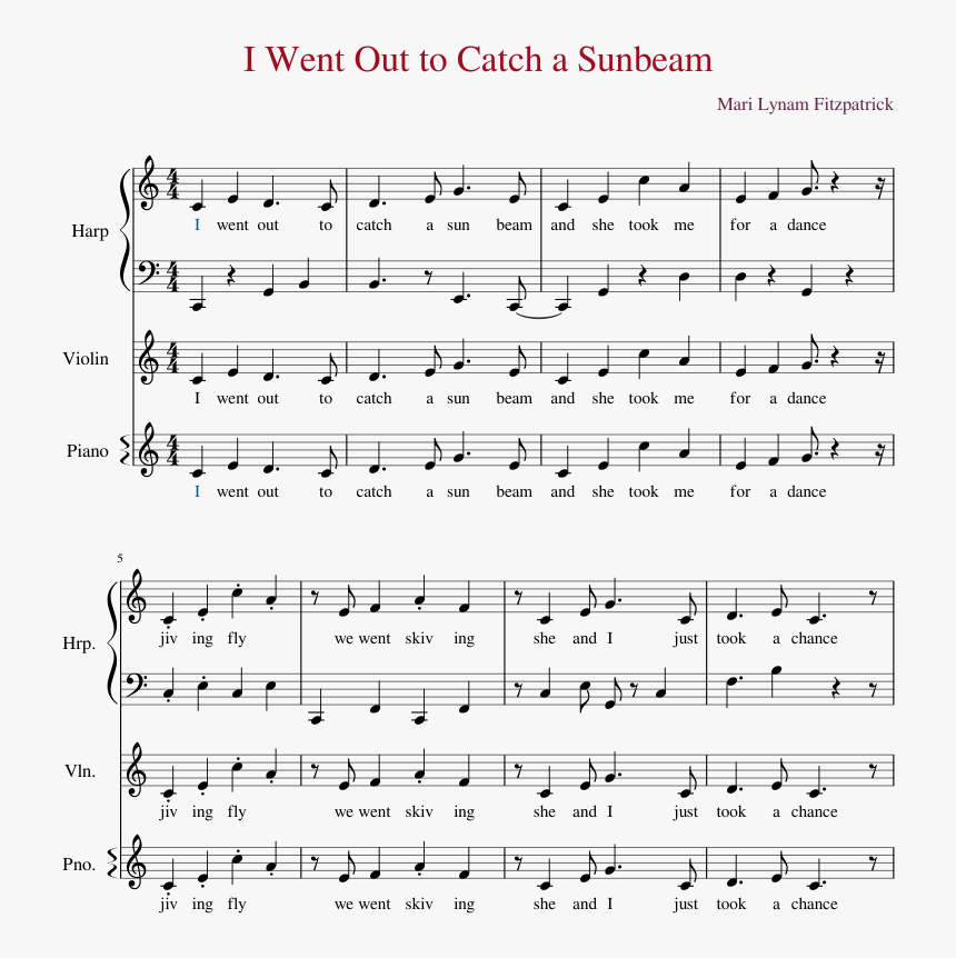 I Went Out To Catch A Sunbeam Sheet Music Composed - Let It Snow Notes, HD Png Download, Free Download