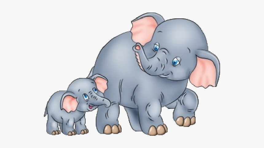 Elephant Cartoon Clip Art - Elephant And Baby Clipart, HD Png Download, Free Download
