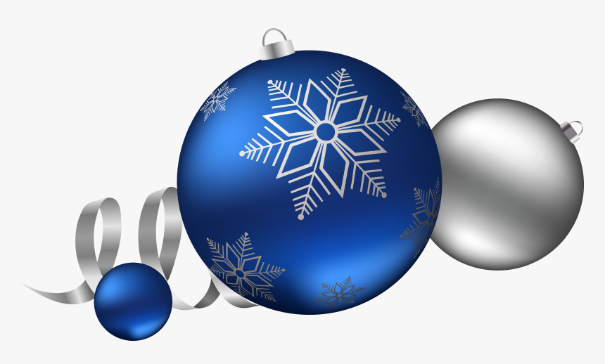 Blue & Silver Christmas Decorations Blue Silver Christmas - Christmas Ball Blue Png, Transparent Png, Free Download
