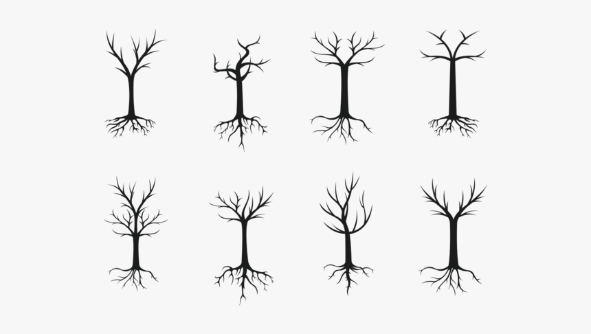 Tree With Roots Silhouette Vector - Transparent Background Tree Roots Silhouette, HD Png Download, Free Download
