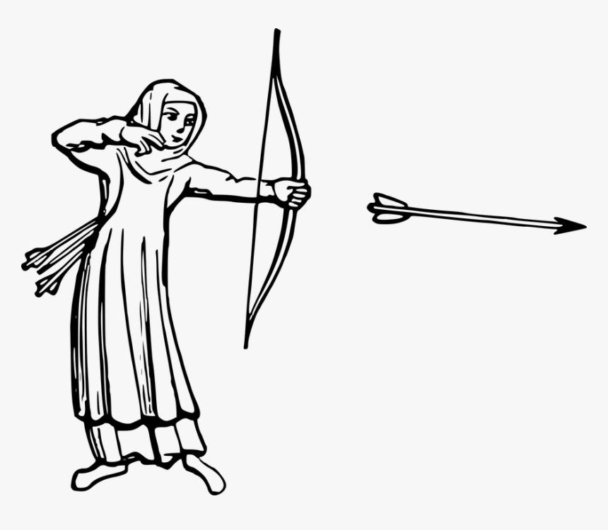 Archer, Archery, Arrow, Bow, Hunt, Hunting, People - Drawing Of Bow And Arrow Png, Transparent Png, Free Download