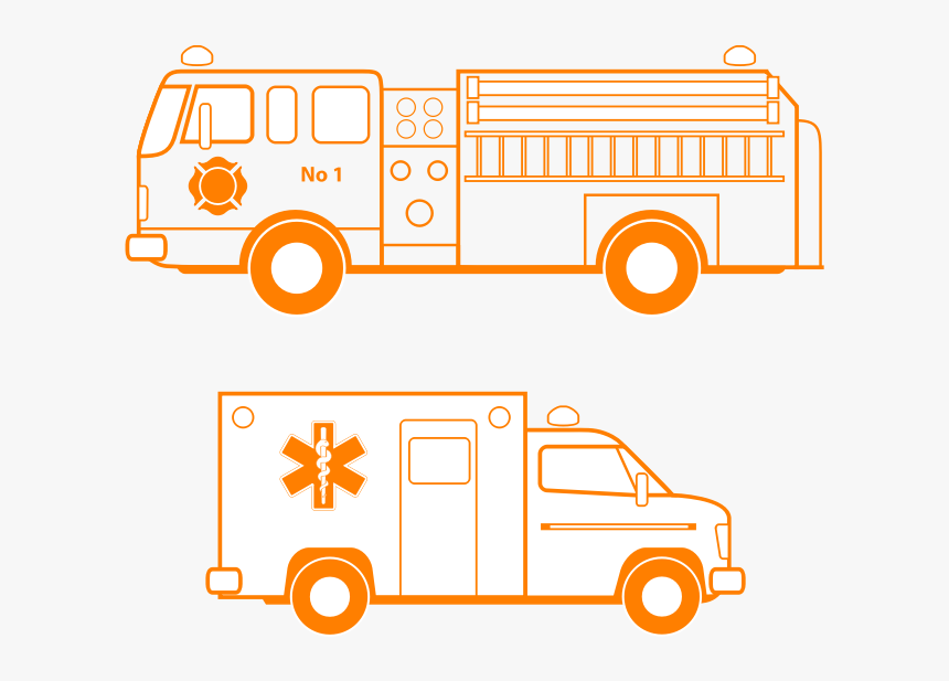 Fire And Ems Vehicles - Ambulance Clipart Black And White, HD Png Download, Free Download