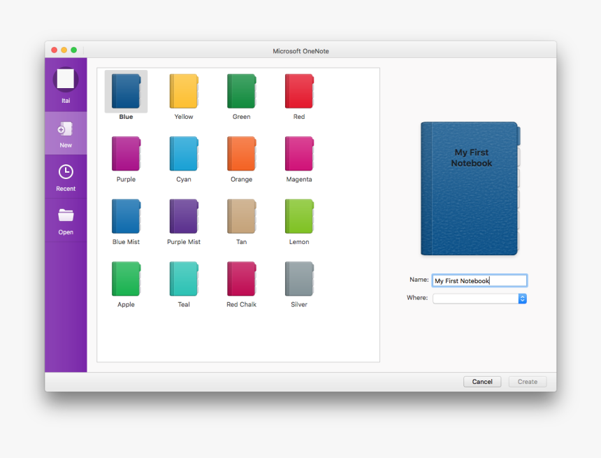Onenote"s New Notebook Dialog - New Onenote Notebook, HD Png Download, Free Download
