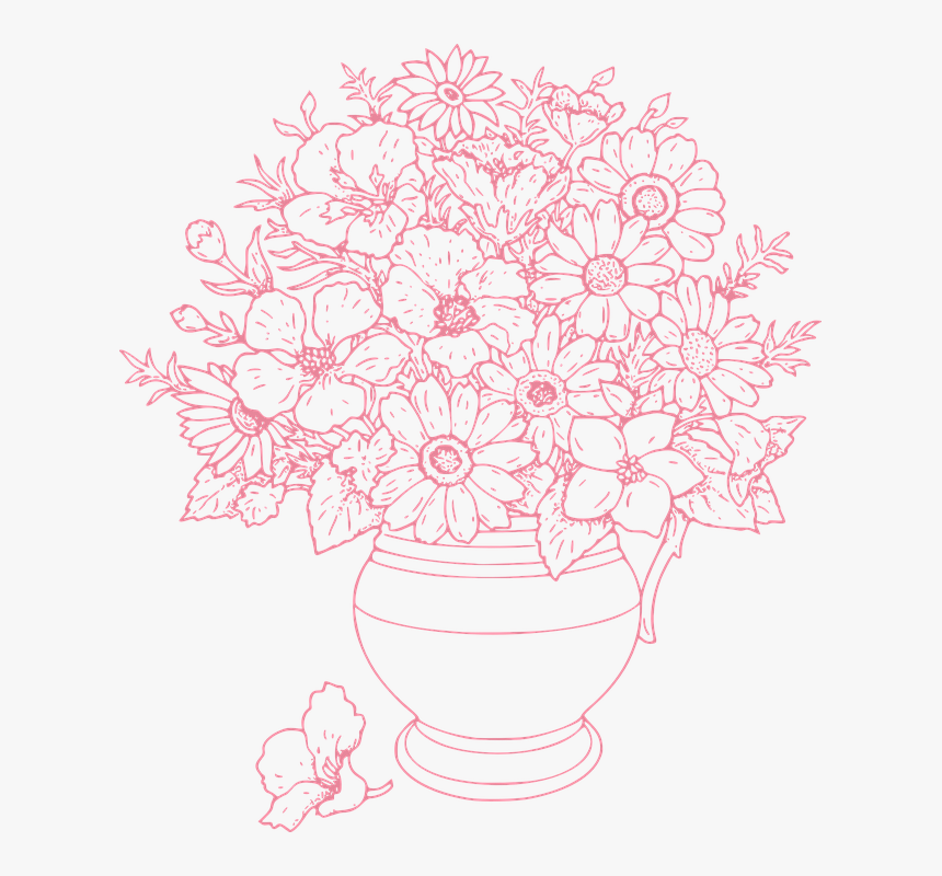 Flowers Vase Flower - Flowers Art Images Coloring, HD Png Download, Free Download