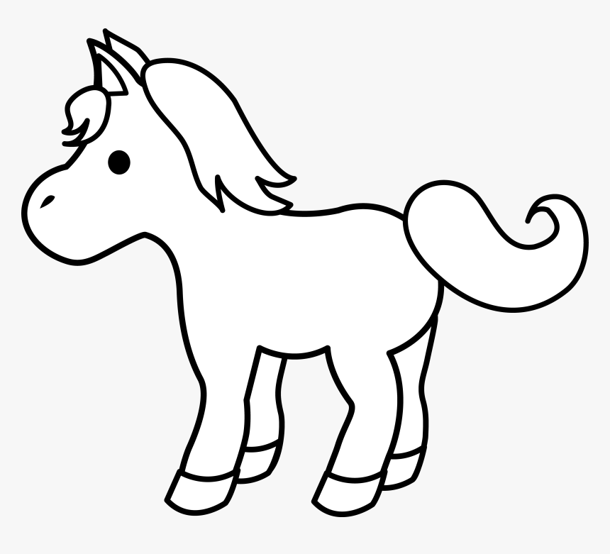 Cute Cartoon Baby Horse - Pony Black And White, HD Png Download, Free Download