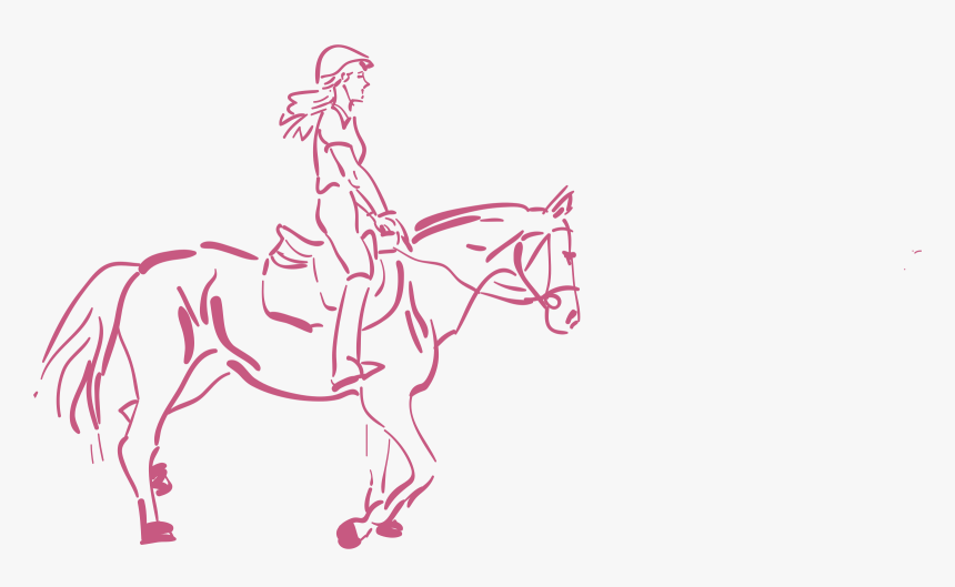 Girl Riding A Horse Clip Arts - Girl Horseback Riding Drawing, HD Png Download, Free Download