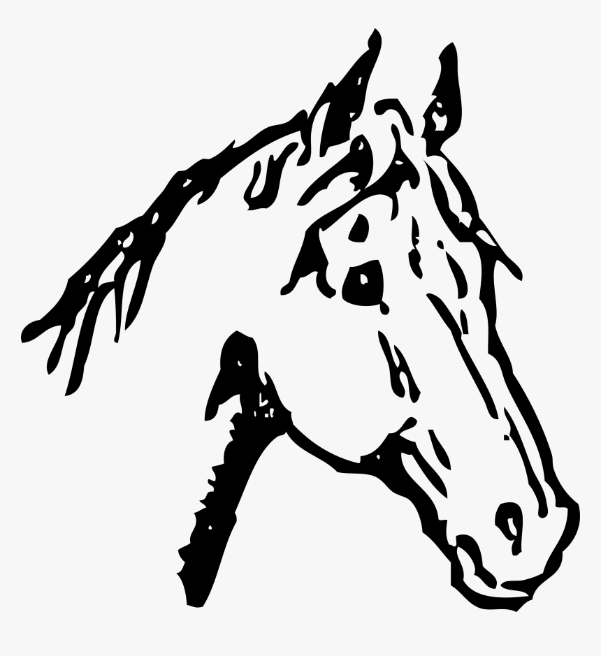 Arabian Horse Mustang American Quarter Horse Clip Art - Black And White Horse Head Design, HD Png Download, Free Download