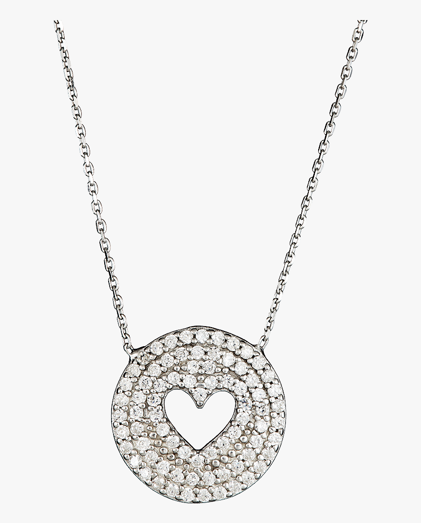 Silver Heart Round Pendant Png Image - Necklace, Transparent Png, Free Download