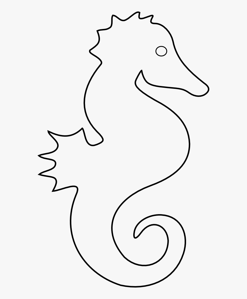 Clip Art Seahorse Clipart Black And - Sea Horse Template, HD Png Download, Free Download