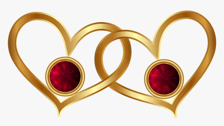 Golden Hearts With Red Diamonds Png Clipart - Gold And Red Heart Png, Transparent Png, Free Download