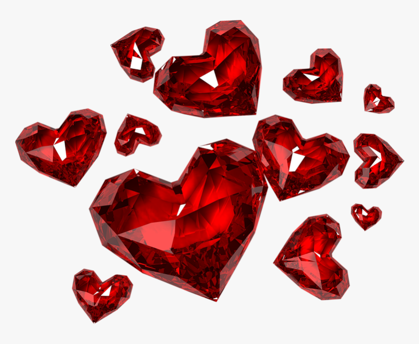 Diamond Hearts Png Clipart - Red Crystal Love Heart, Transparent Png, Free Download
