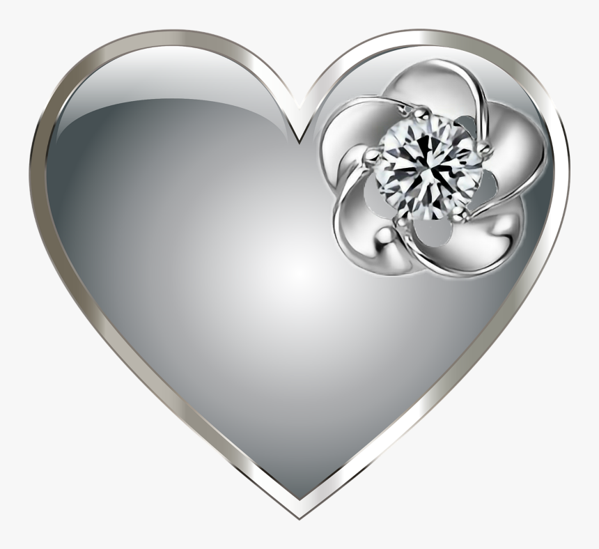 #mq #silver #diamond #heart #hearts #flower - Heart, HD Png Download, Free Download