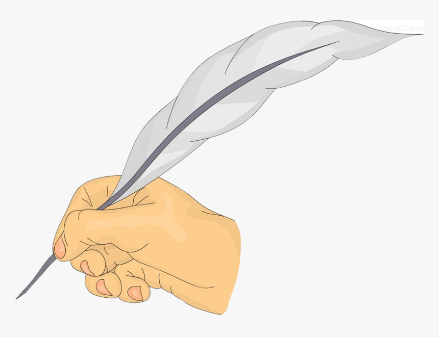 Feather Pen Illustration Holding A Transprent Png - Hand Holding Quill Transparent, Png Download, Free Download