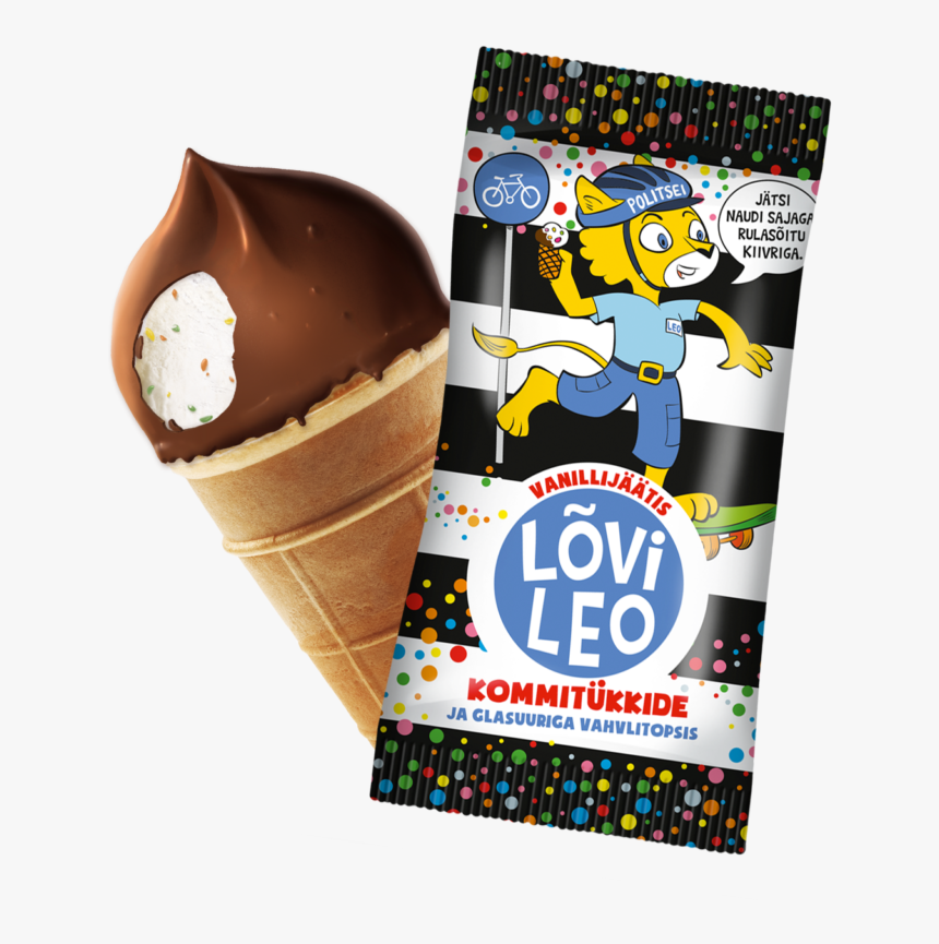 Vanilla Ice Cream With Pieces Of Candy And Coating - Lõvi Leo Jäätis, HD Png Download, Free Download