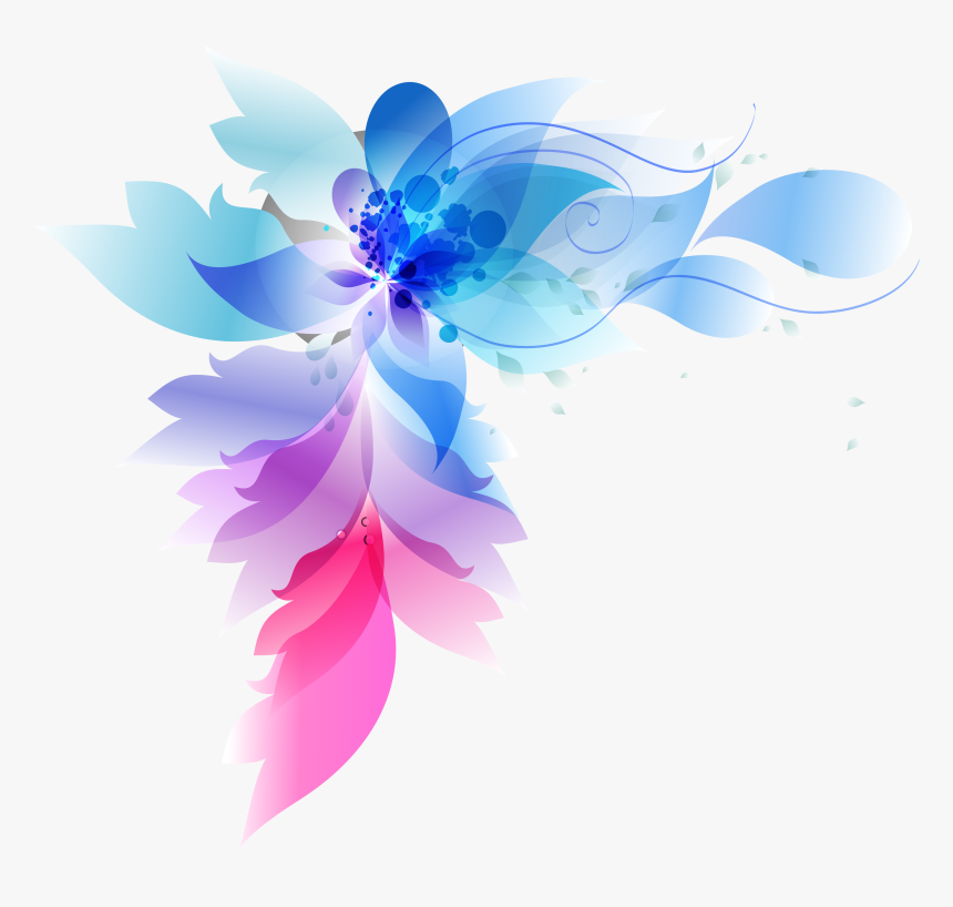 Colorful Abstract Flowers Png Download - Watercolor Flowers Transparent Blue, Png Download, Free Download