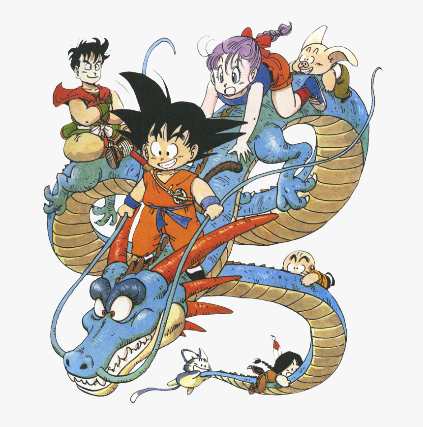 Goku, Shenron, Krillin, Bulma, Upa, Yamcha, And Puar - Akira Toriyama Goku And Shenron, HD Png Download, Free Download