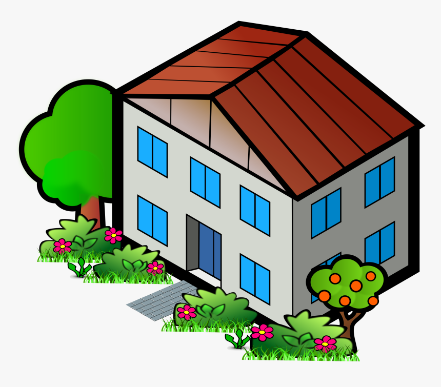 Apartment Clipart Rumah - House With Flat Roof Clipart, HD Png Download, Free Download