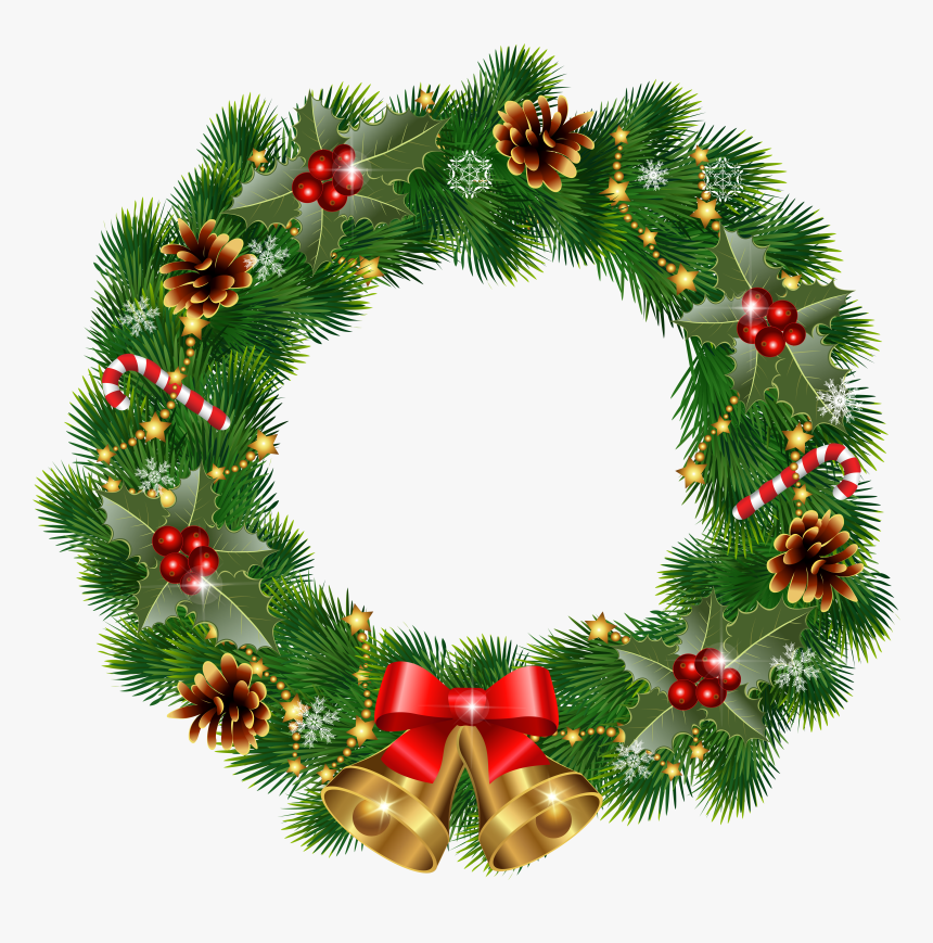 Christmas Wreath With Bells Png Clipart Image - Wreath Clipart Png Christmas Wreath Png, Transparent Png, Free Download