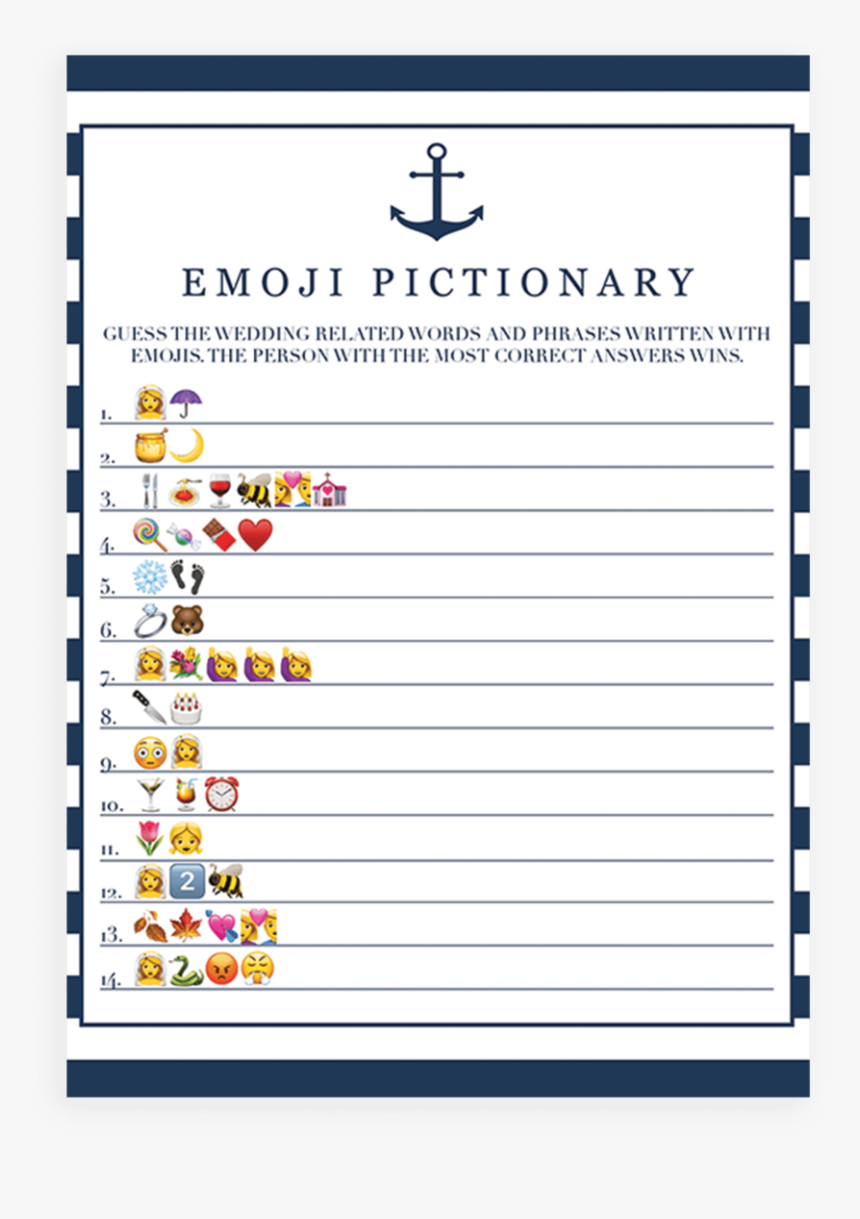 Anchor Bridal Shower Emoji Pictionary Game Printable - Free Printable Baby Shower Emoji Pictionary Answer, HD Png Download, Free Download